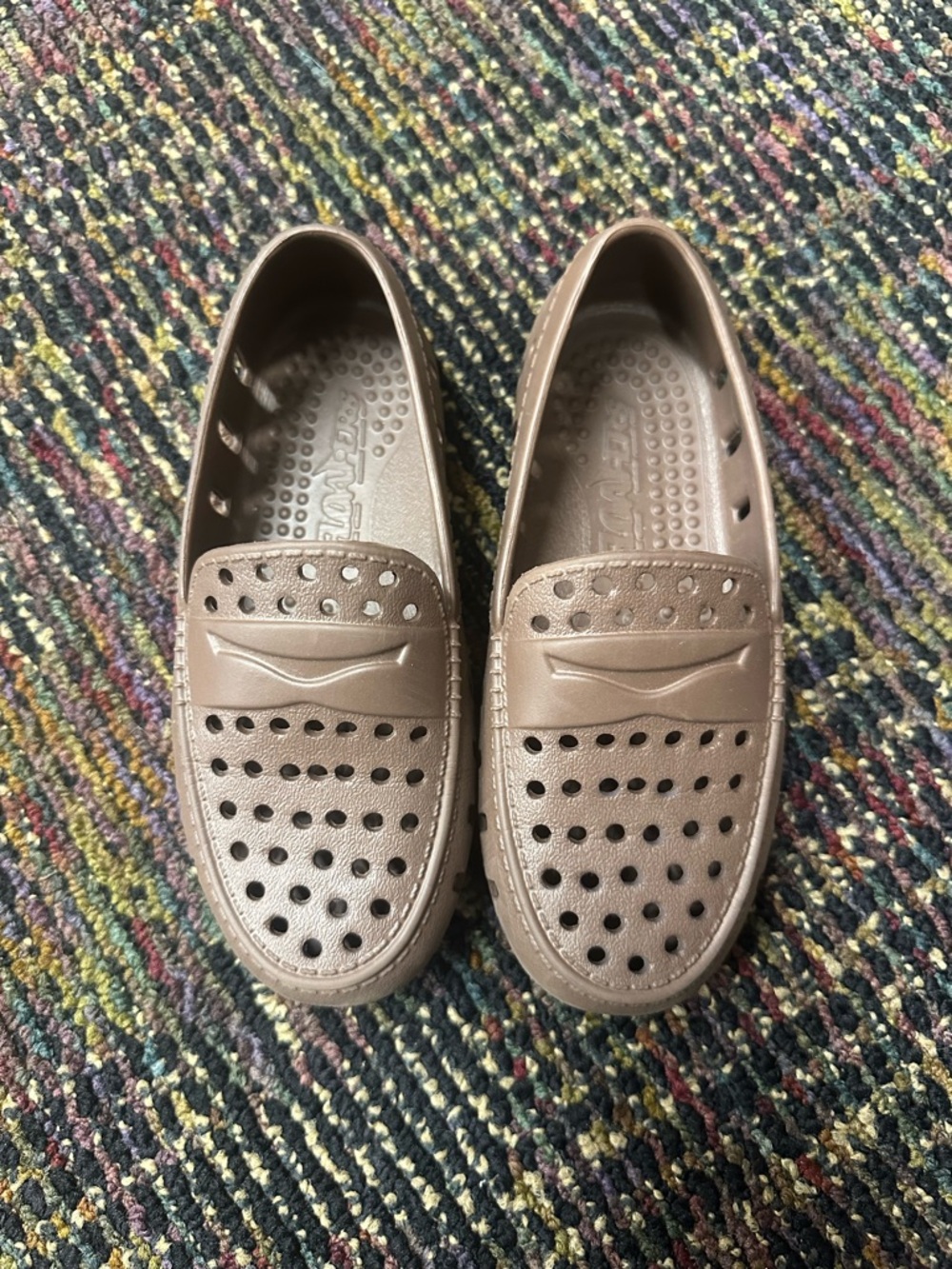 Boys Floafers Casual Perforated Slip-On Dress Shoes - Taupe Brown